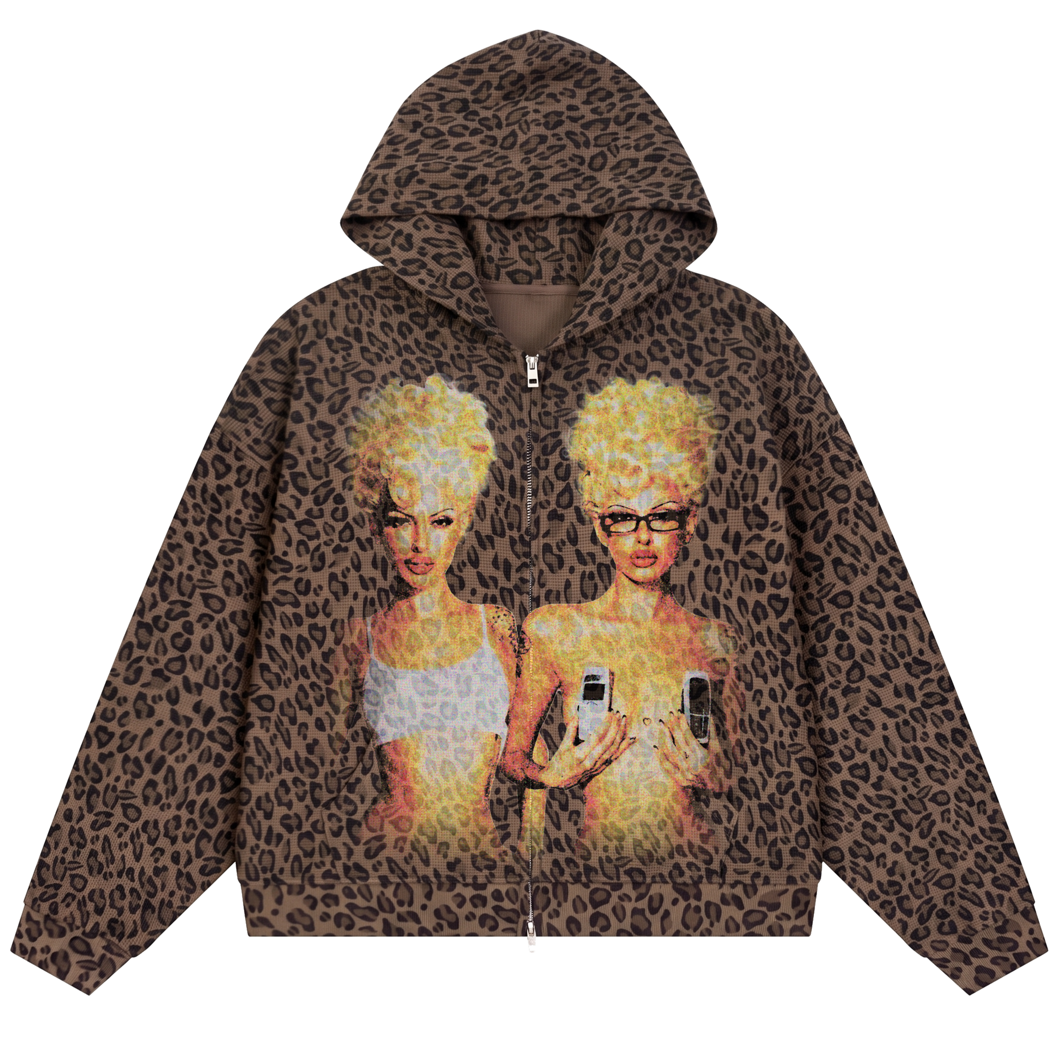 Blondes Waffle Zip Up - Cheetah