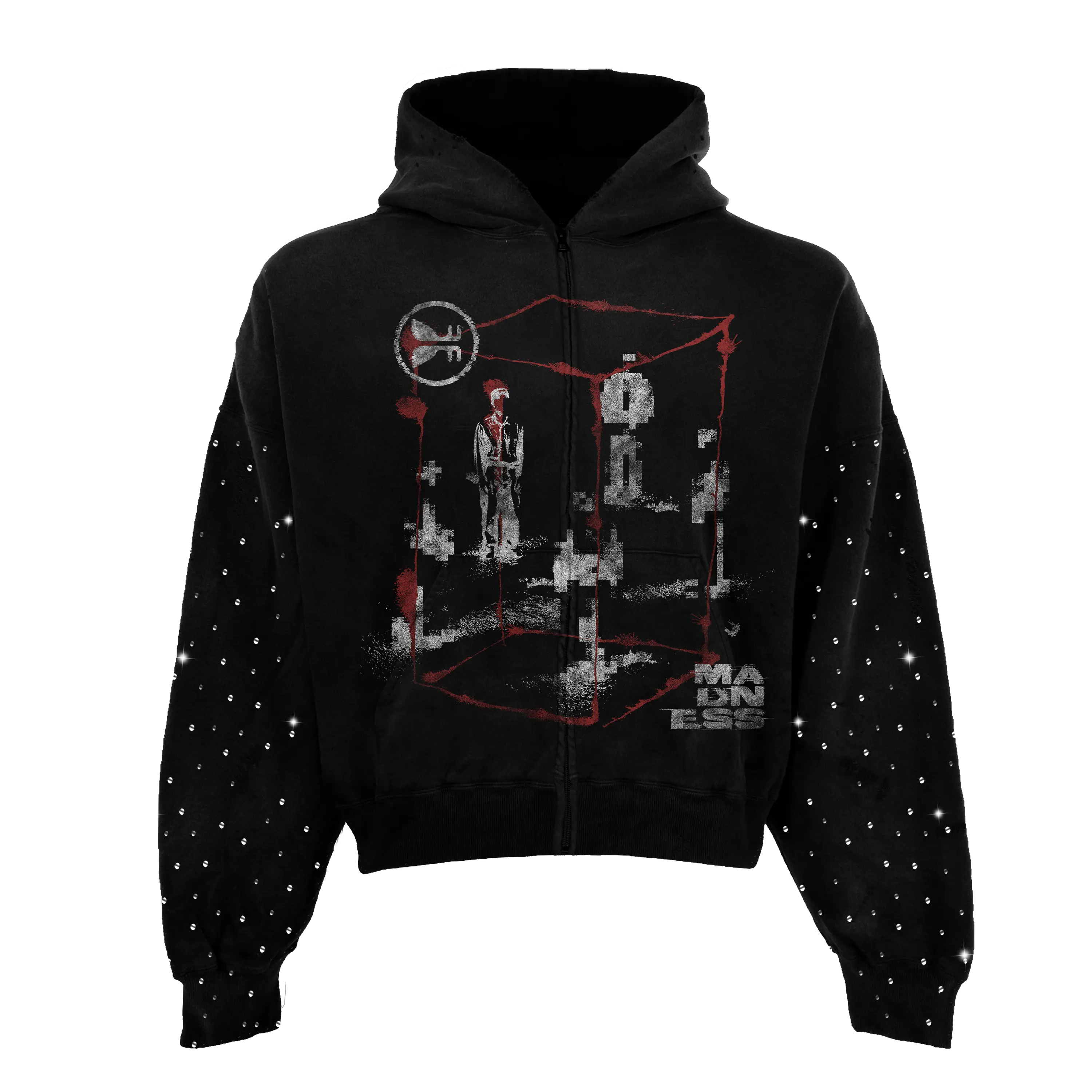 Madroom Rhinestone Zip Up
