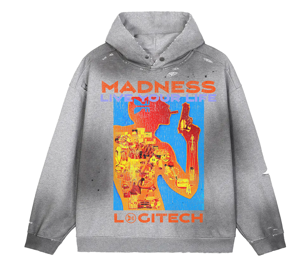 Logitech Faded Distress Hoodie
