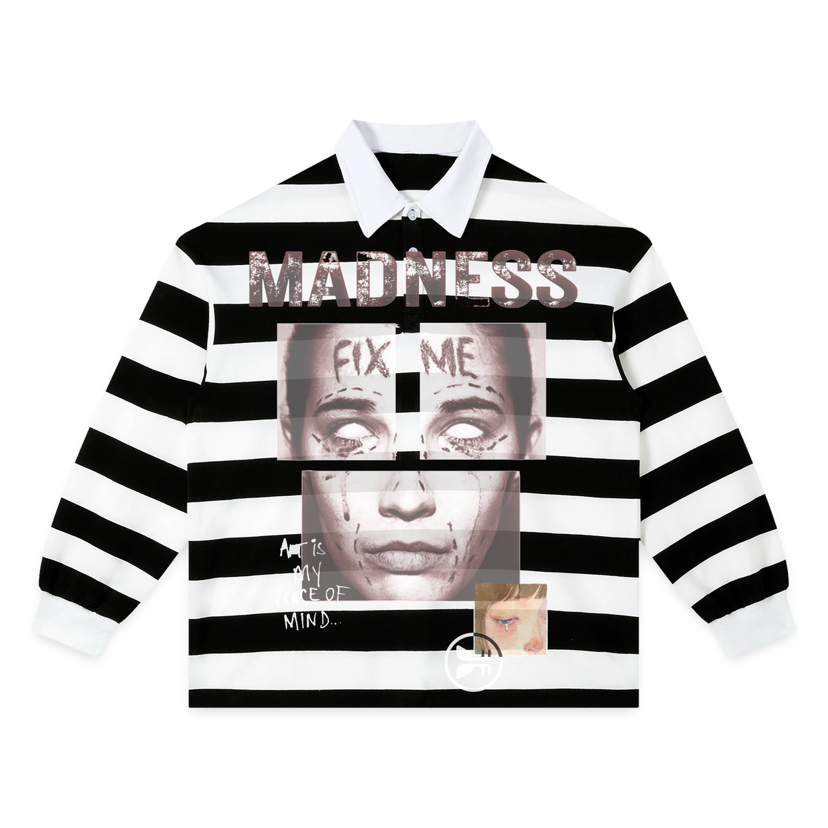 Fix Me Stripe Polo - Black