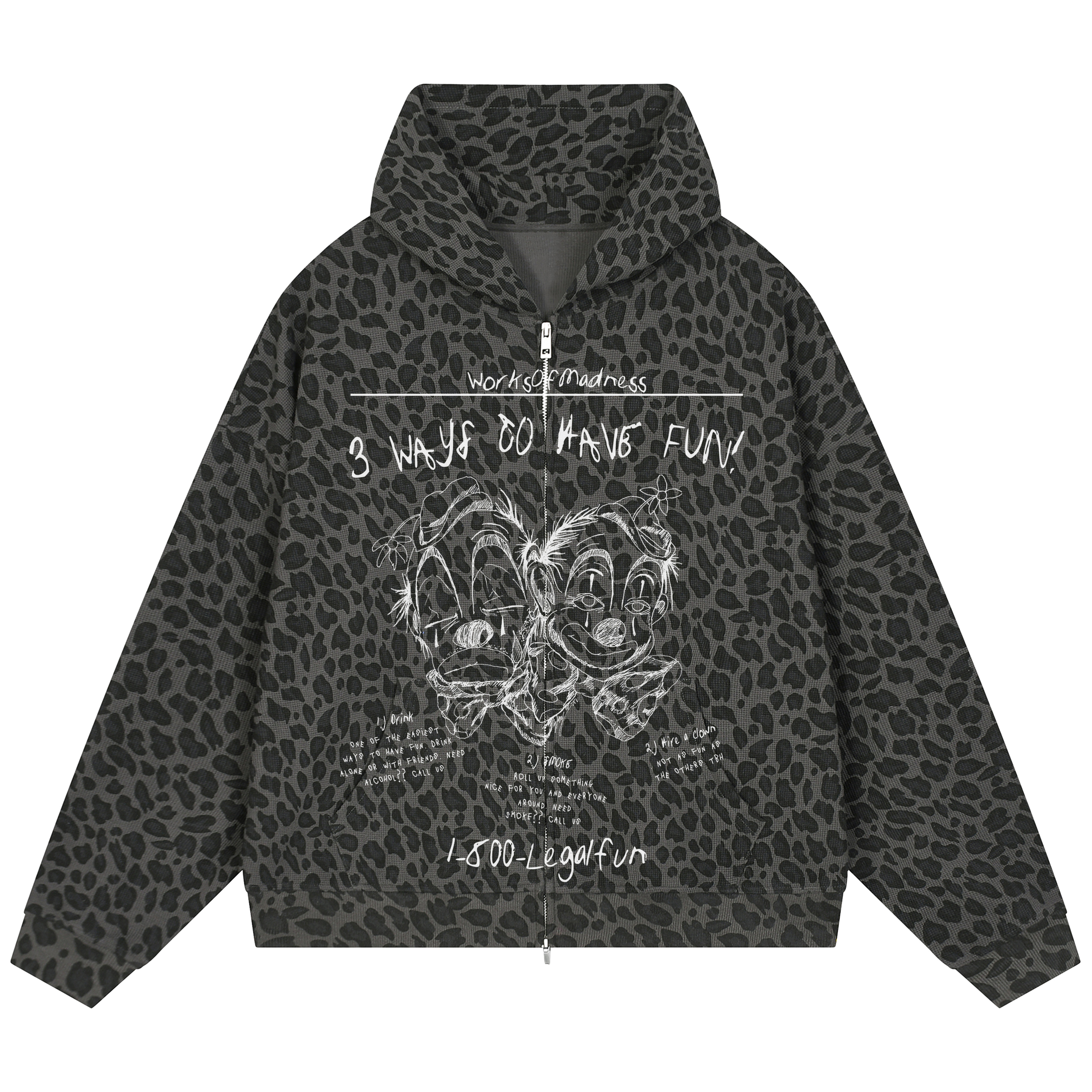Happiness Waffle Zip Up - Leopard