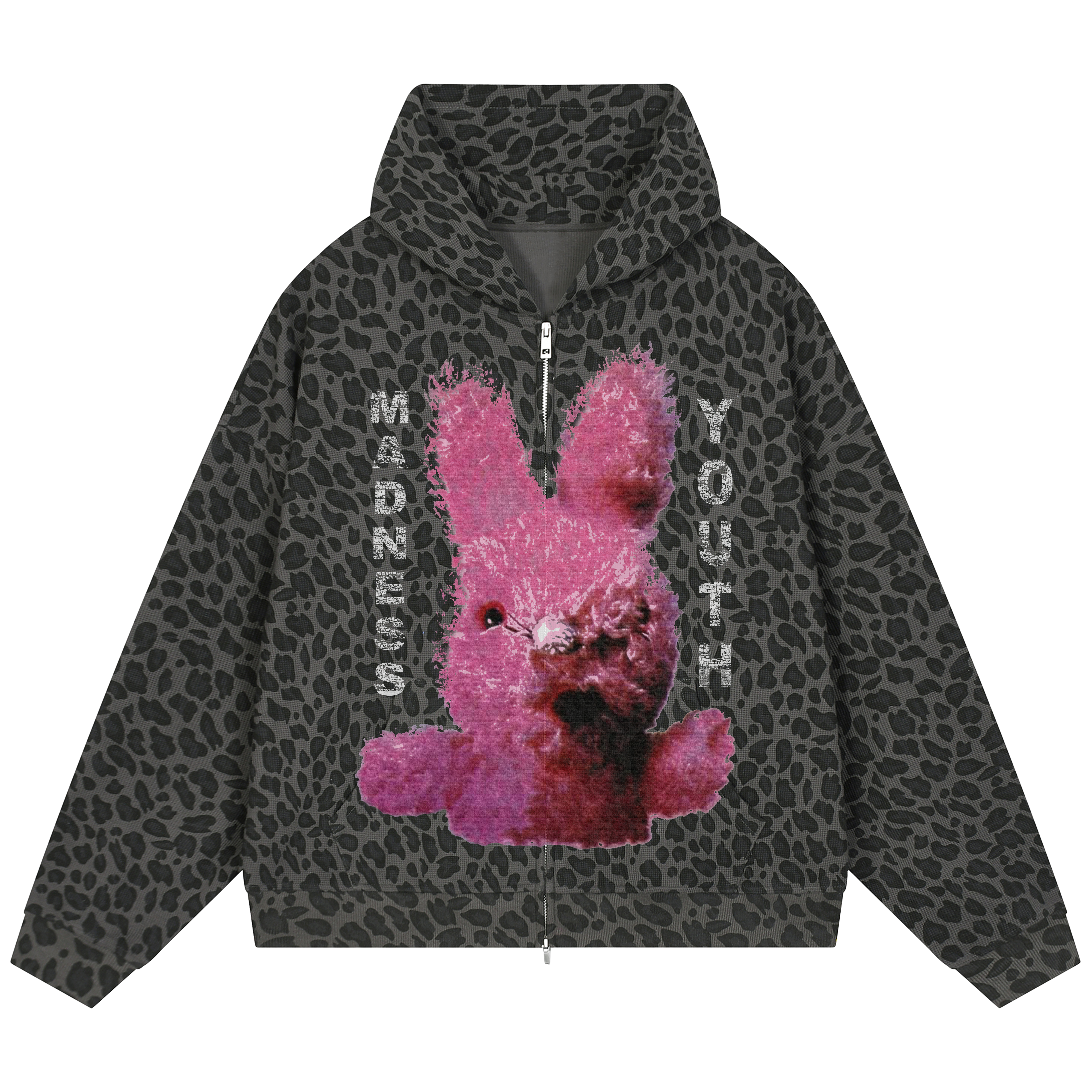Mad Youth Waffle Zip Up - Leopard