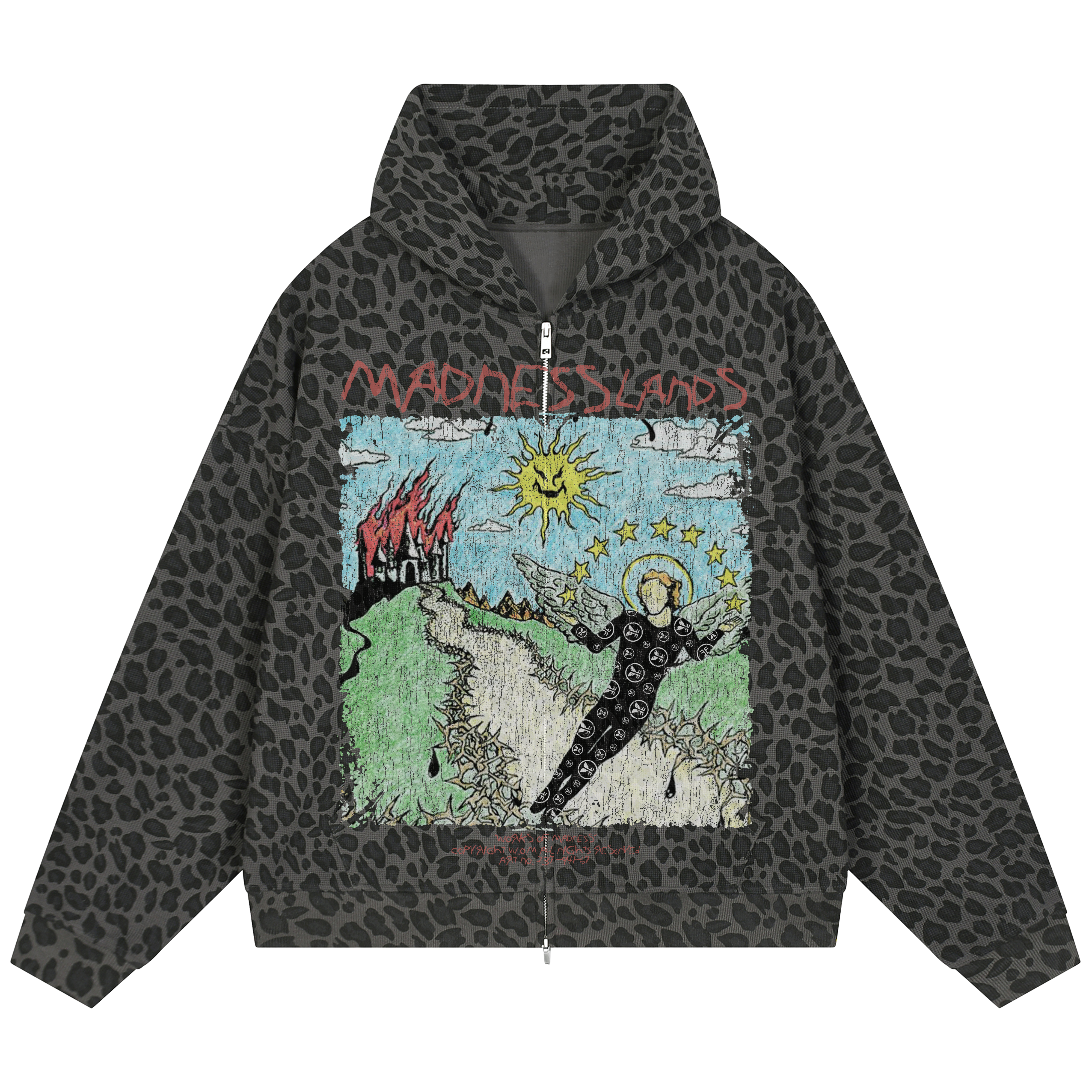 Mad Lands Waffle Zip Up - Leopard