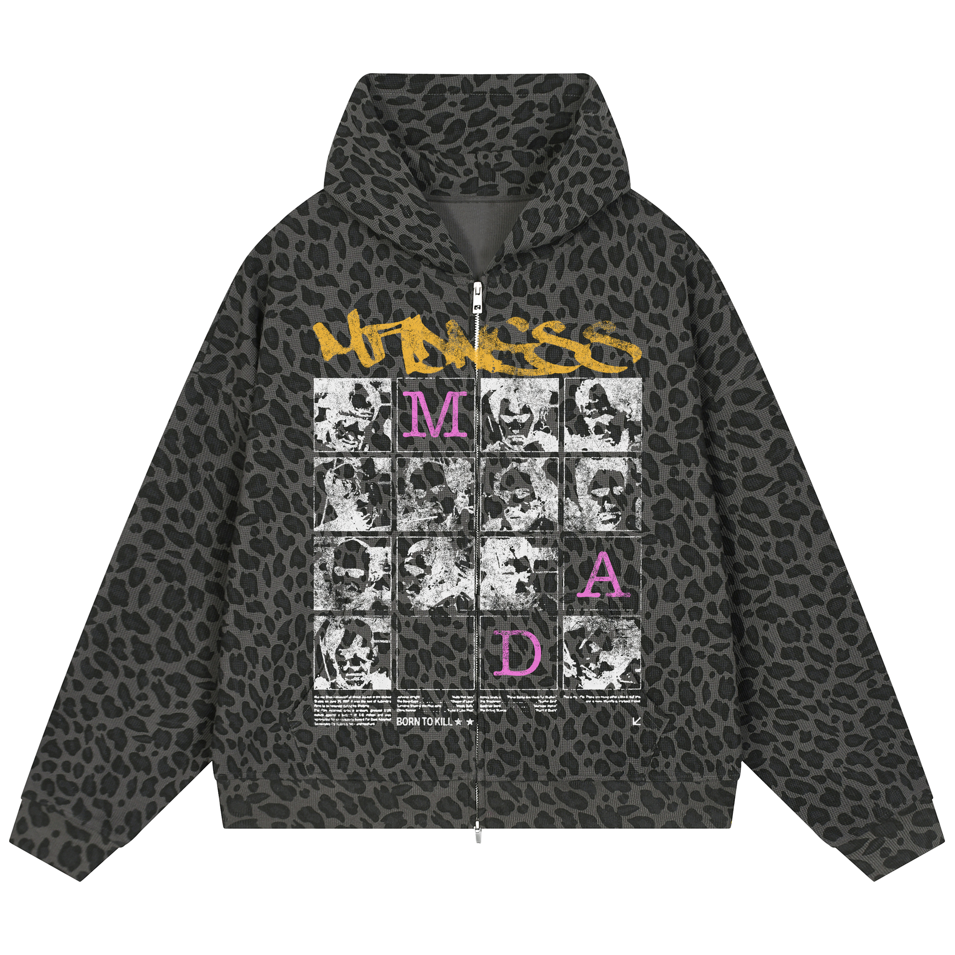 Split Persona Waffle Zip Up - Leopard