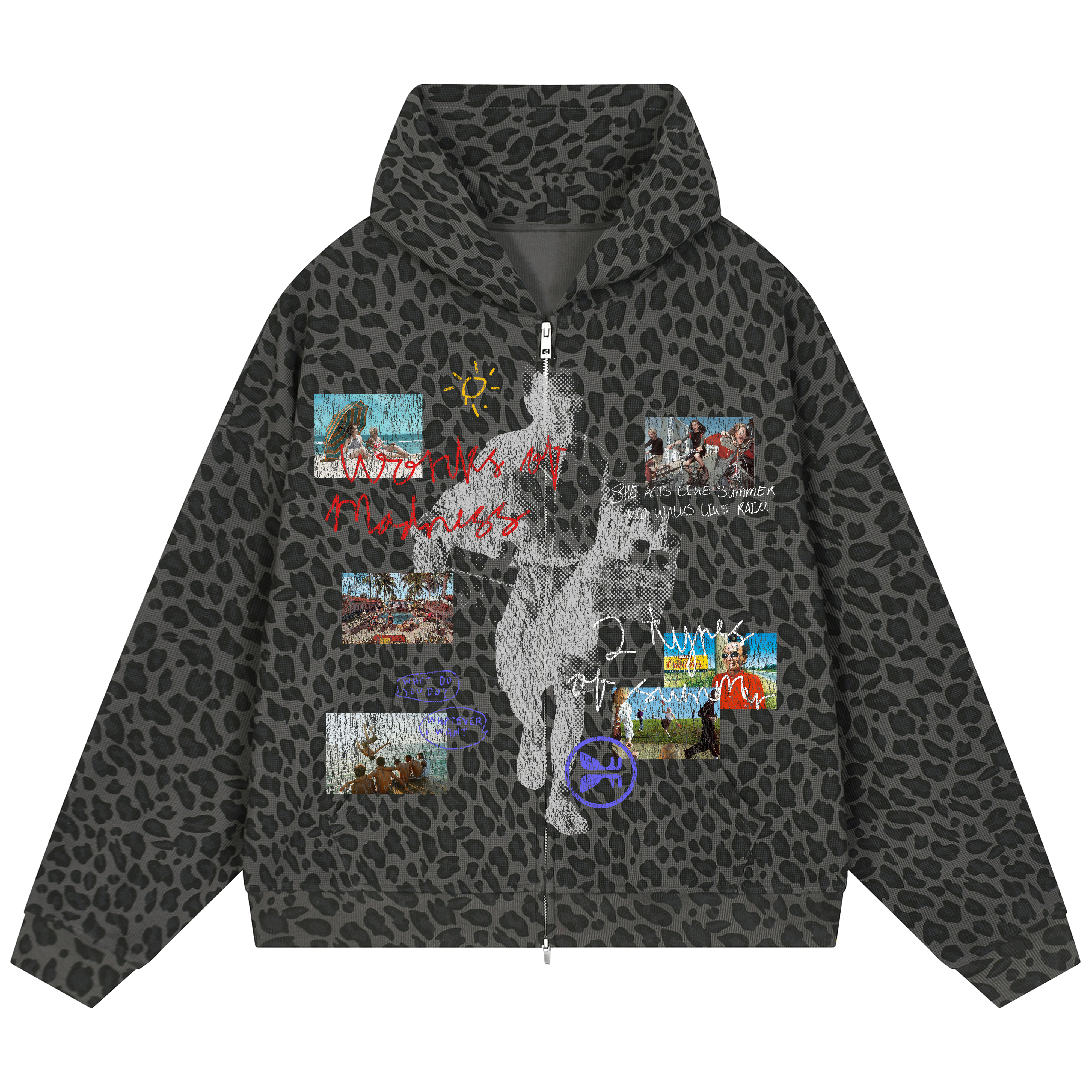 Summer Rain Waffle Zip Up - Leopard