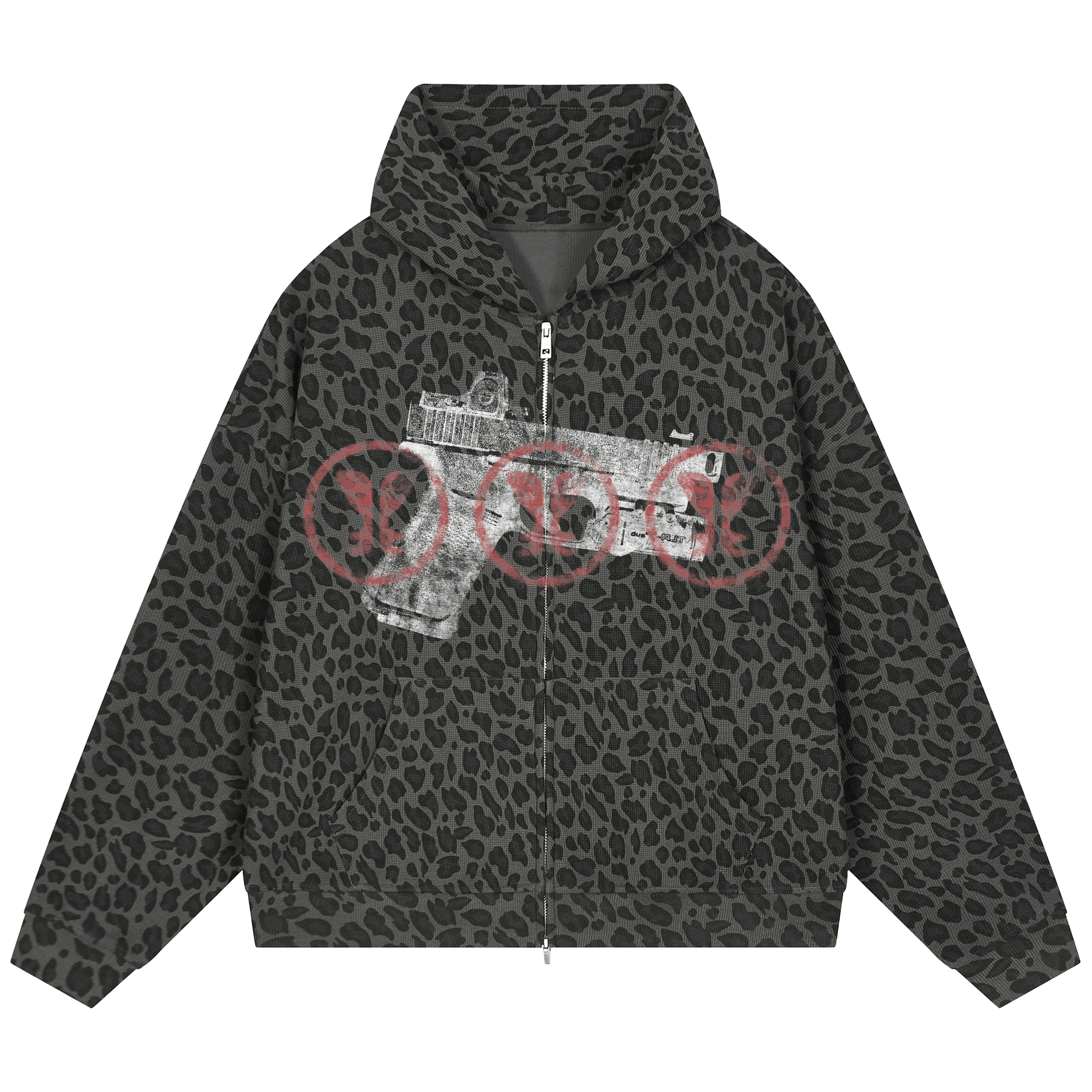 Marked Target Waffle Zip Up - Leopard