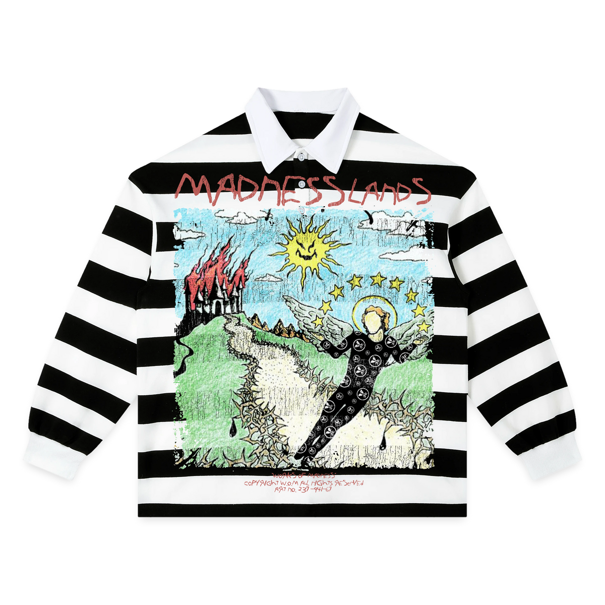 Mad Lands Stripe Polo - Black