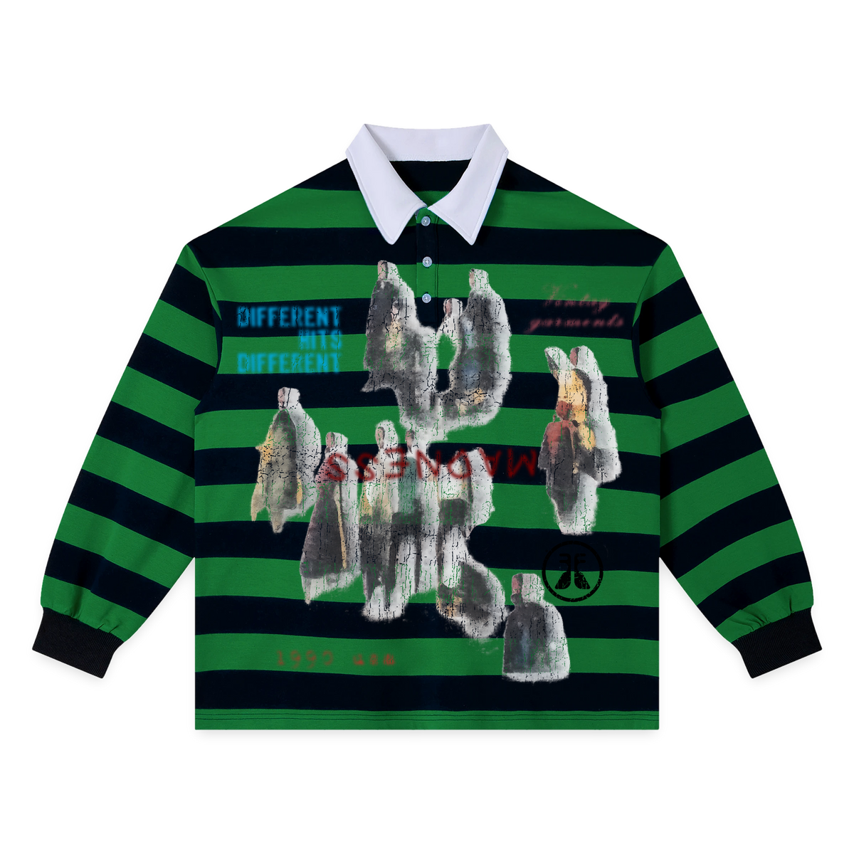 Water Damage Stripe Polo - Green