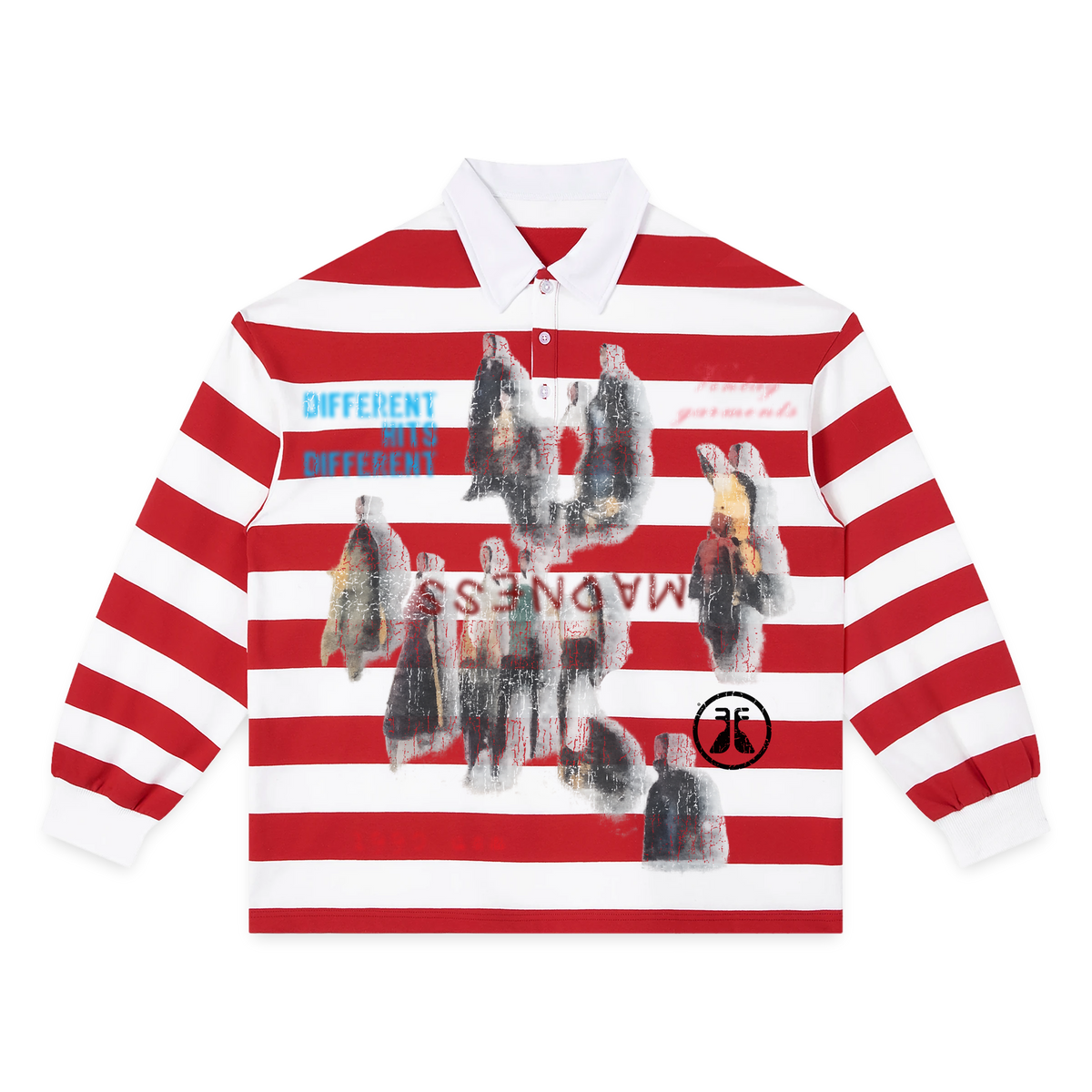 Water Damage Stripe Polo - Red
