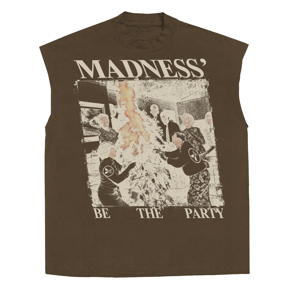 Pyro Party Sleeveless Tee - Brown