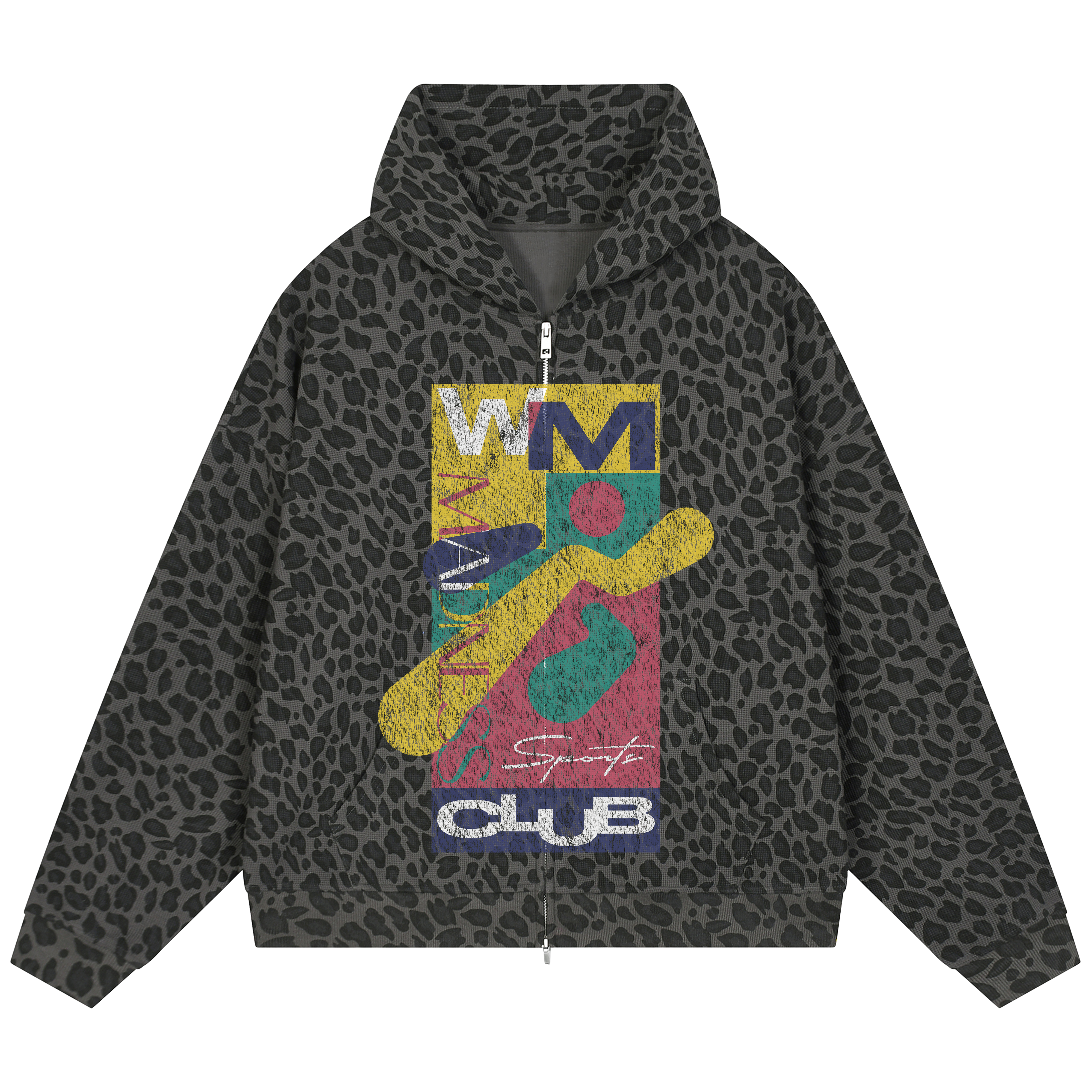 Sports Club Waffle Zip Up - Leopard