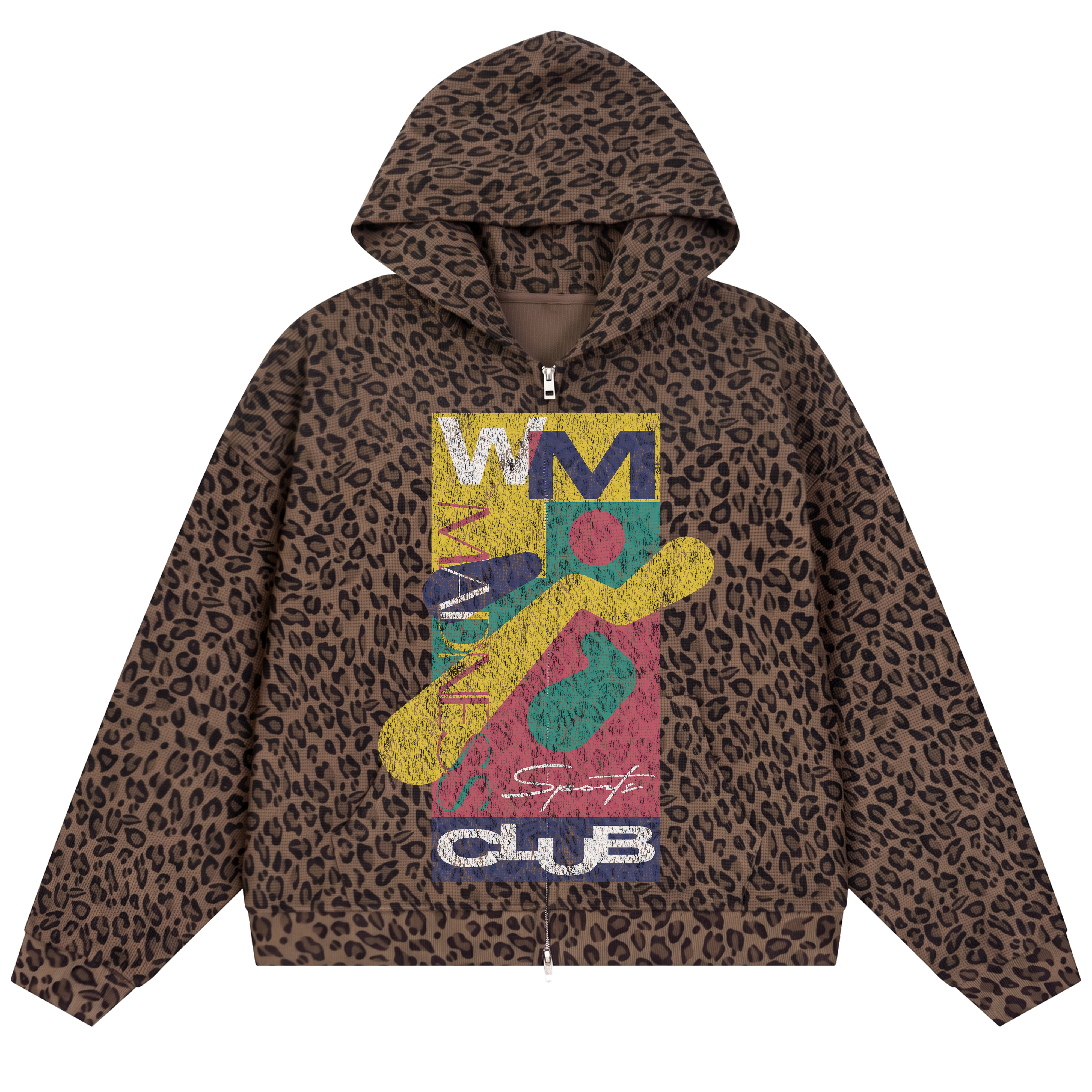 Sports Club Waffle Zip Up - Cheetah