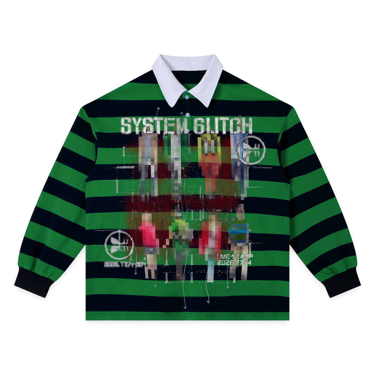 System Glitch Stripe Polo - Green
