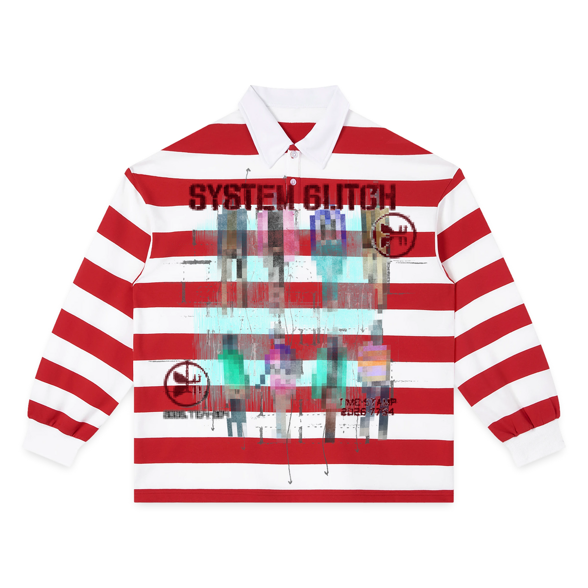 System Glitch Stripe Polo - Red