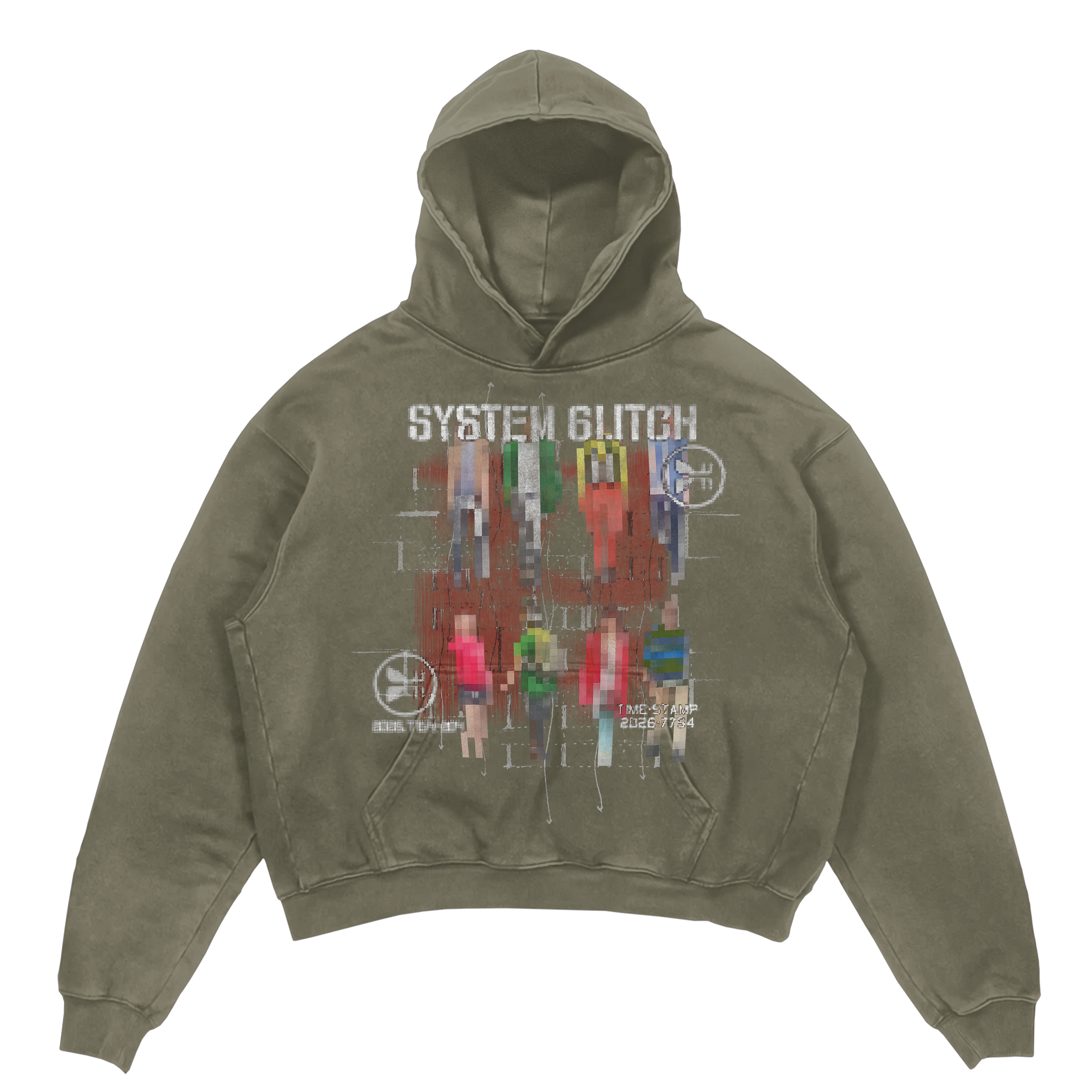System Glitch Hoodie - Olive