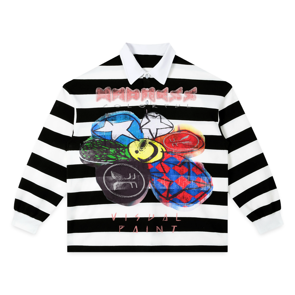 Visual Paint Stripe Polo - Black