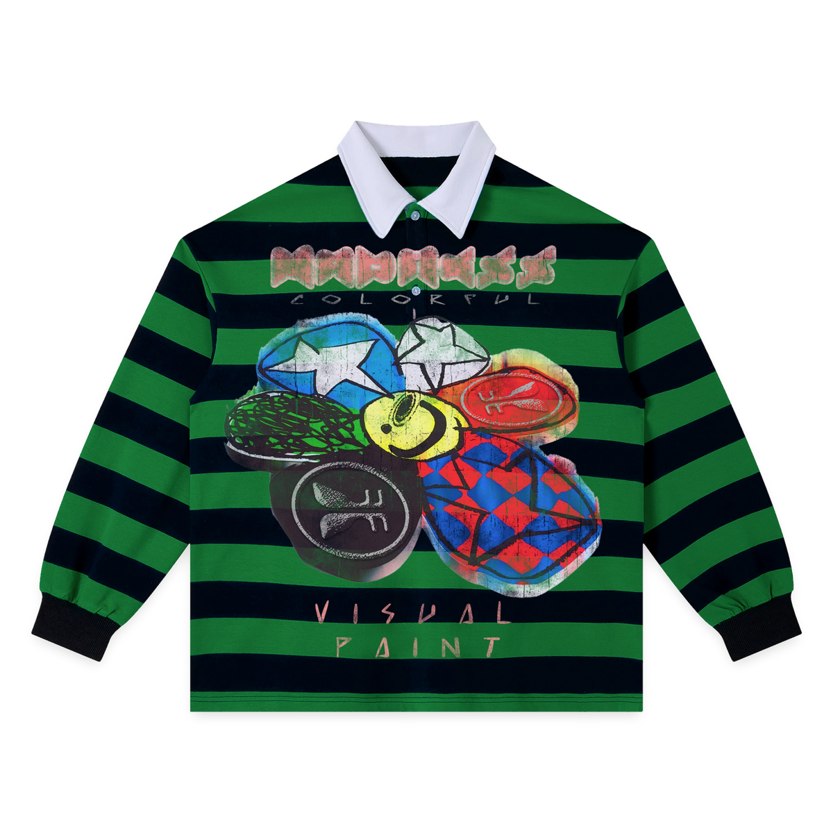 Visual Paint Stripe Polo - Green