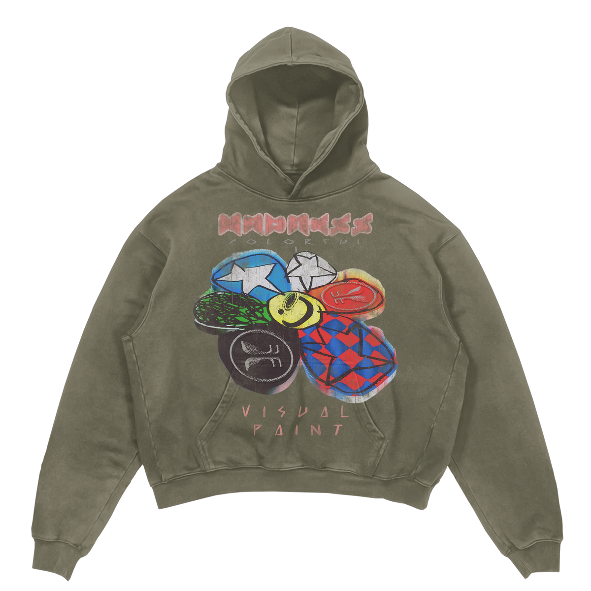 Visual Paint Hoodie - Olive