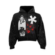 Red Handed Rhinestone Zip Up
