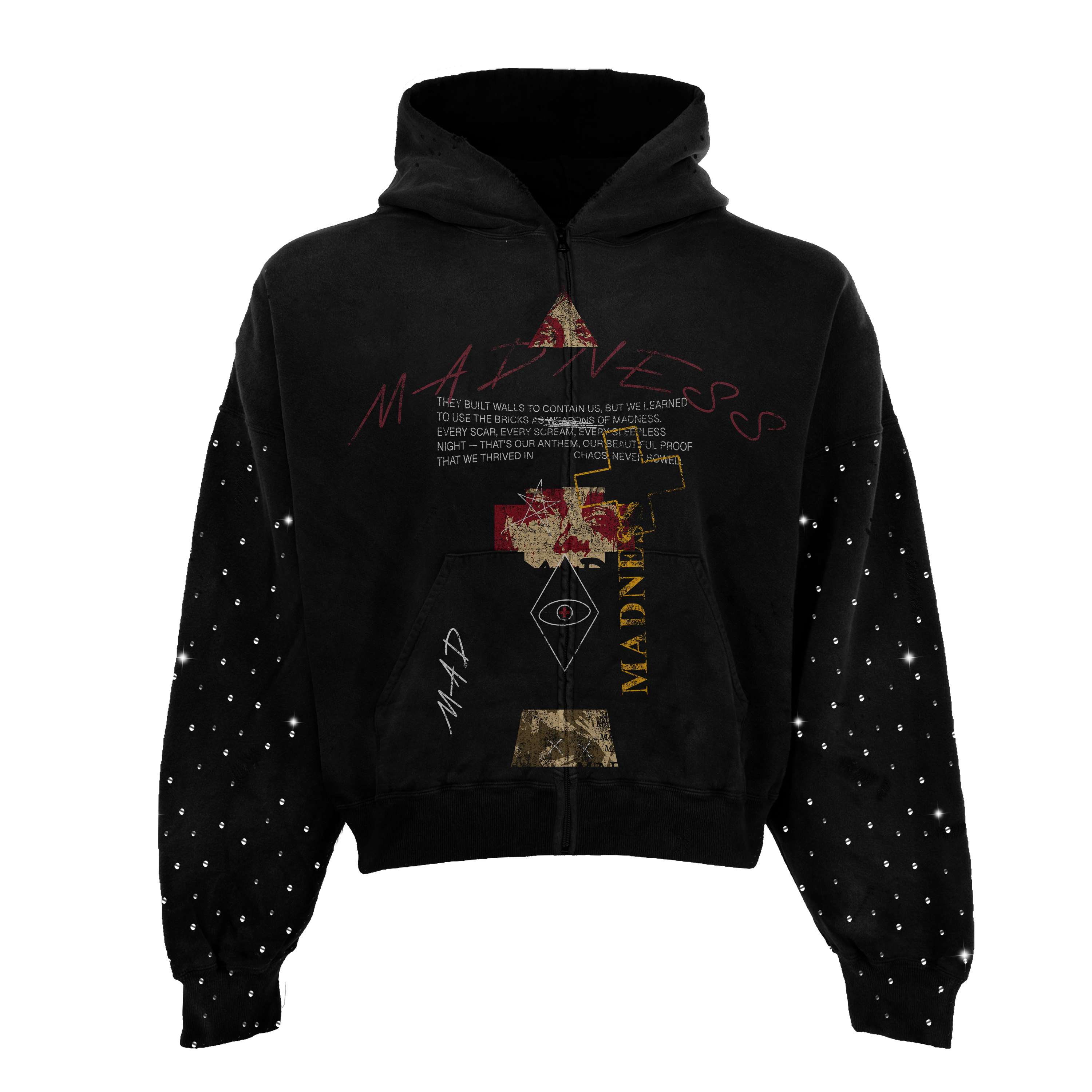 Mad Anthem Rhinestone Zip Up