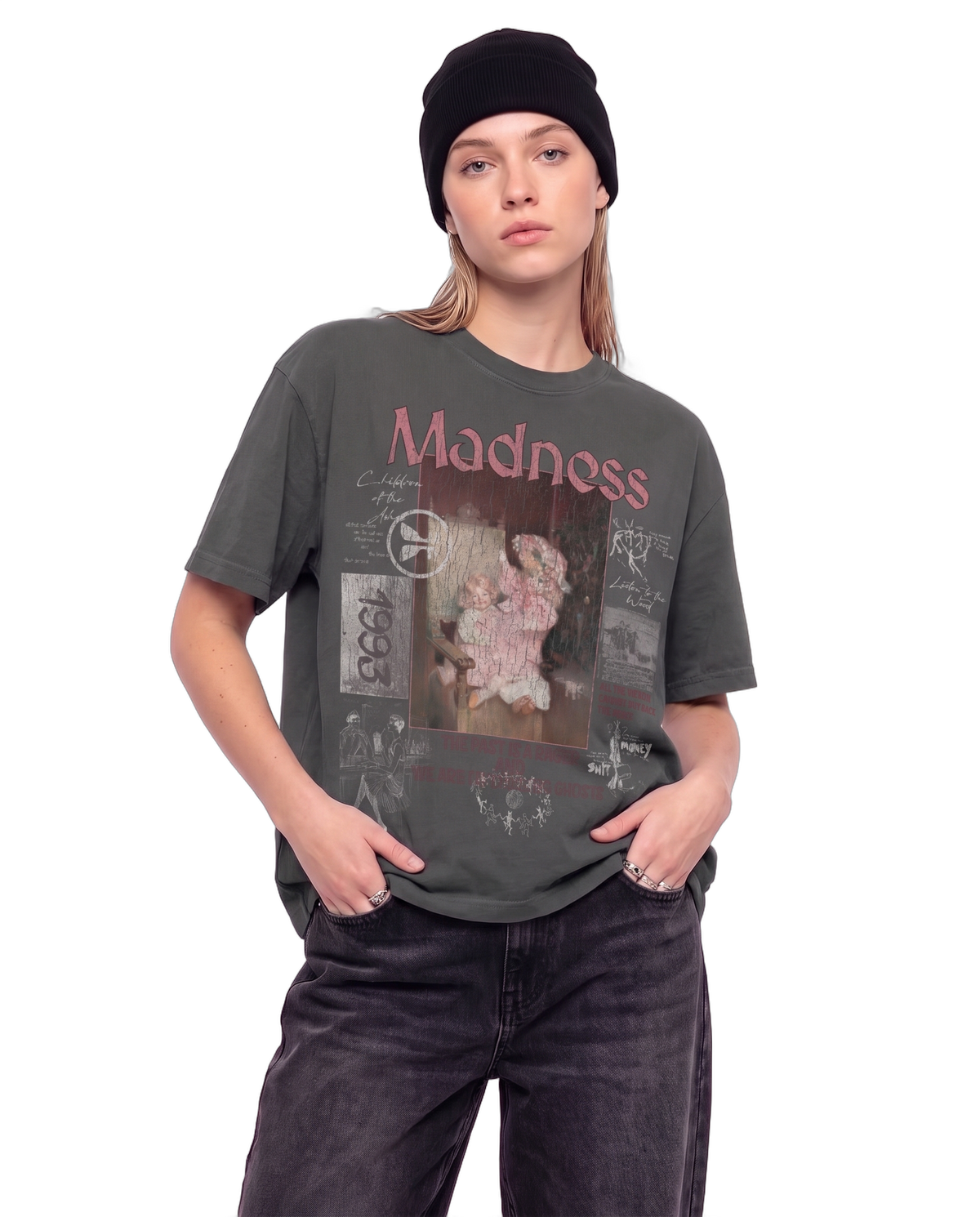 Ashes Drop Tee on body - Grey