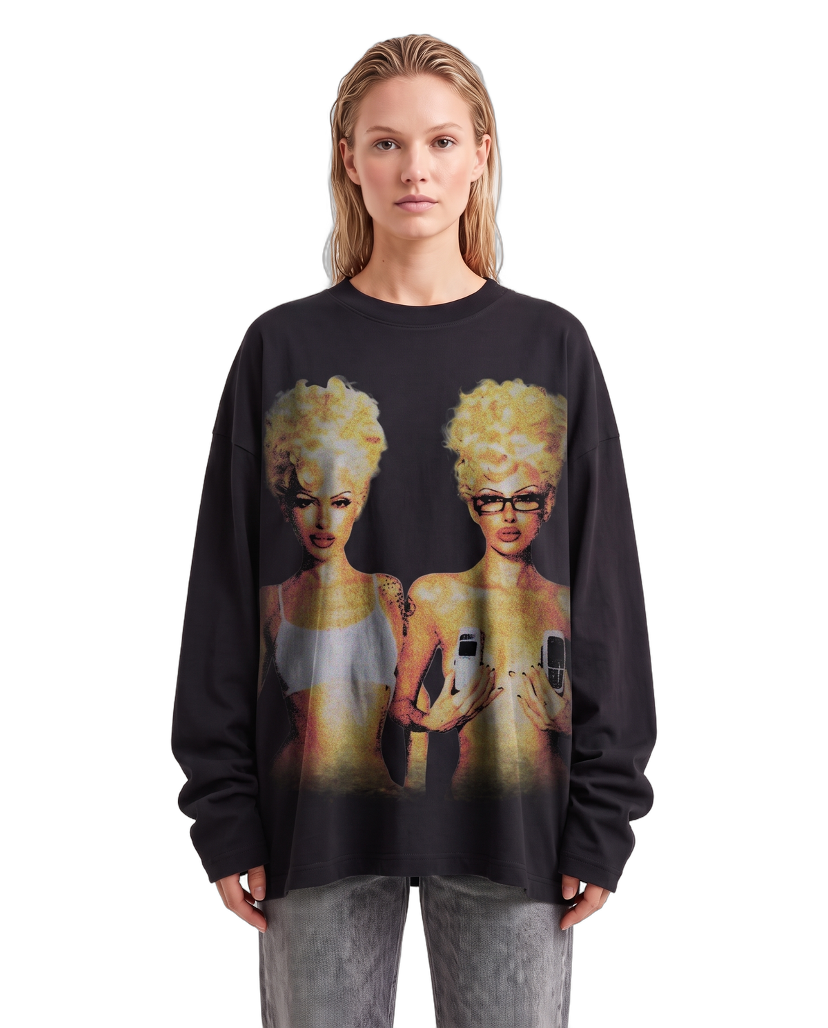Blondes Baggy L/S Tee on body - Black