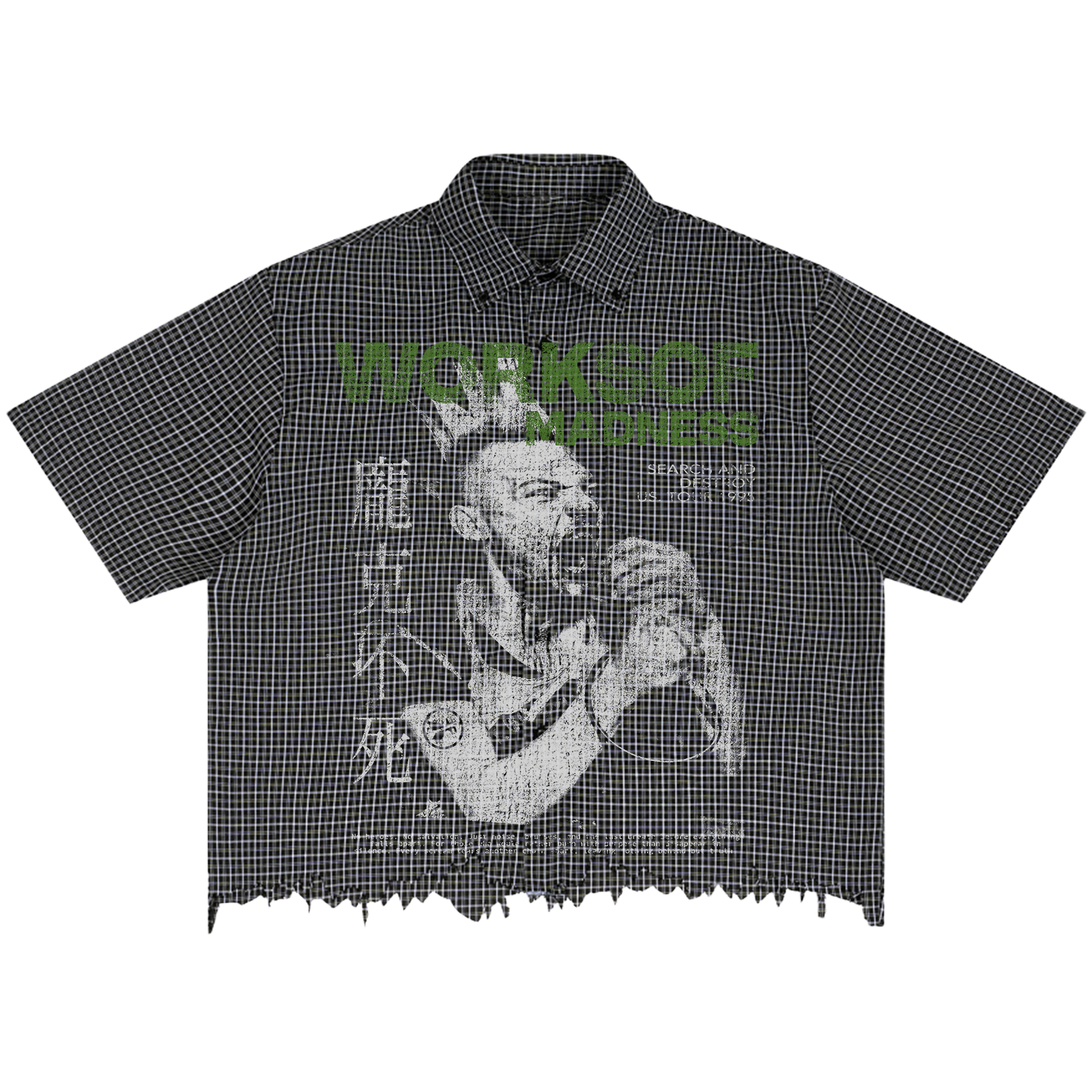 No Heroes Distress Button Up