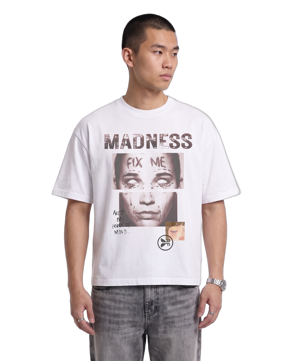Fix Me Drop Tee on body - White
