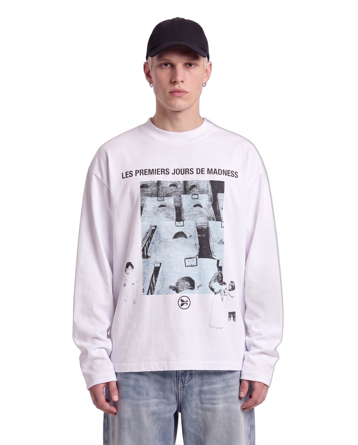 Les Premiers Baggy L/S Tee on body - White