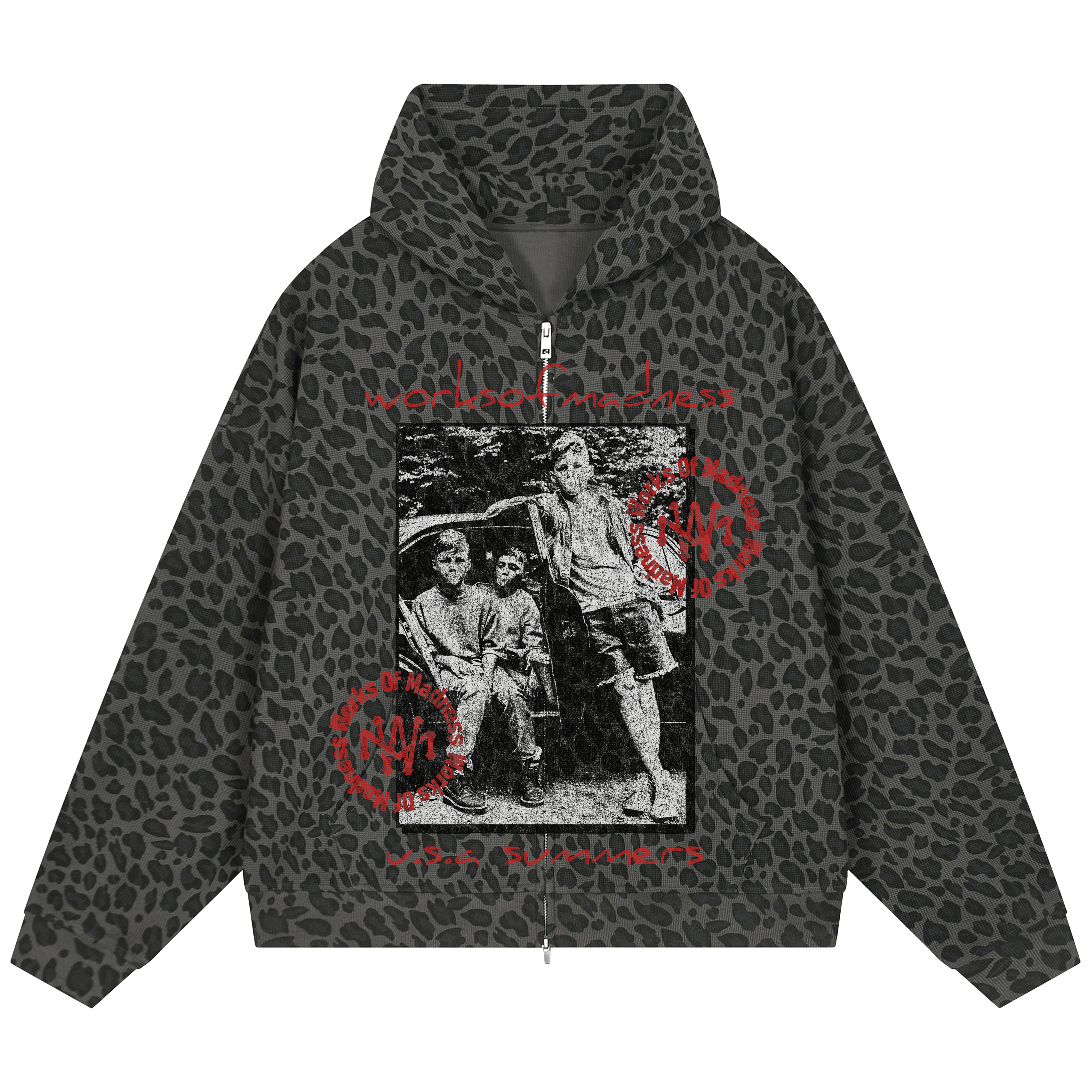 Mad Summers Waffle Zip Up - Leopard