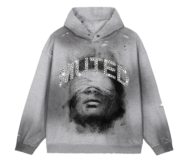 Muted Rhinestone Faded Distress Hoodie