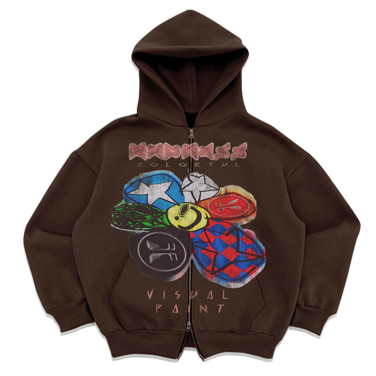 Visual Paint Zip Up - Brown