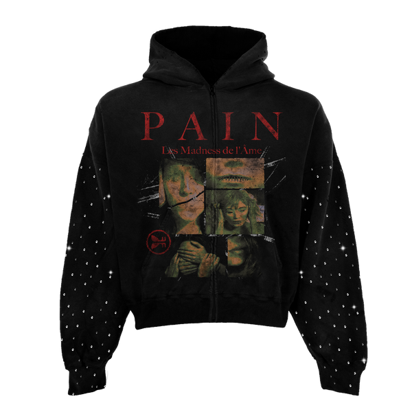 Pain Rhinestone Zip Up