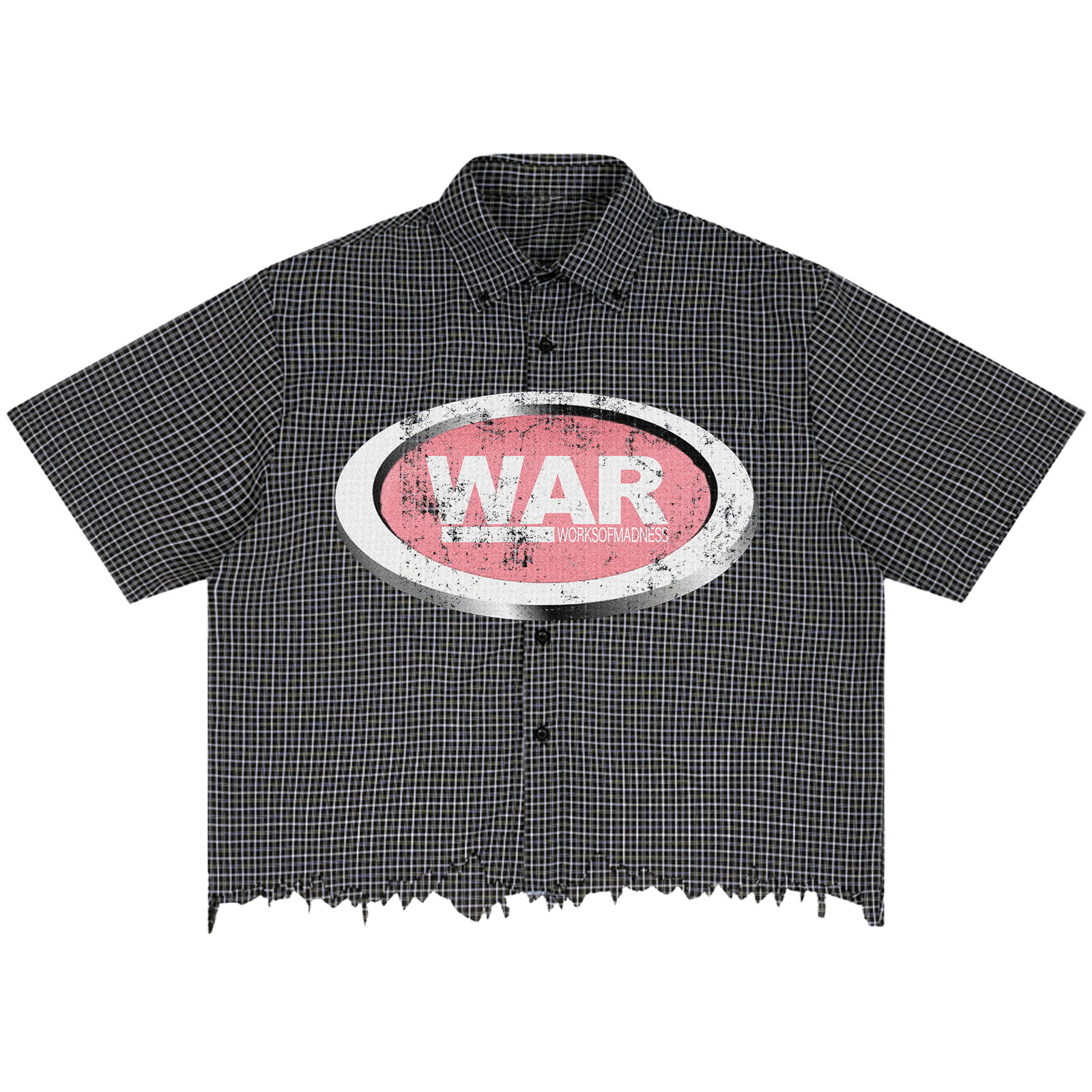 War Distress Button Up