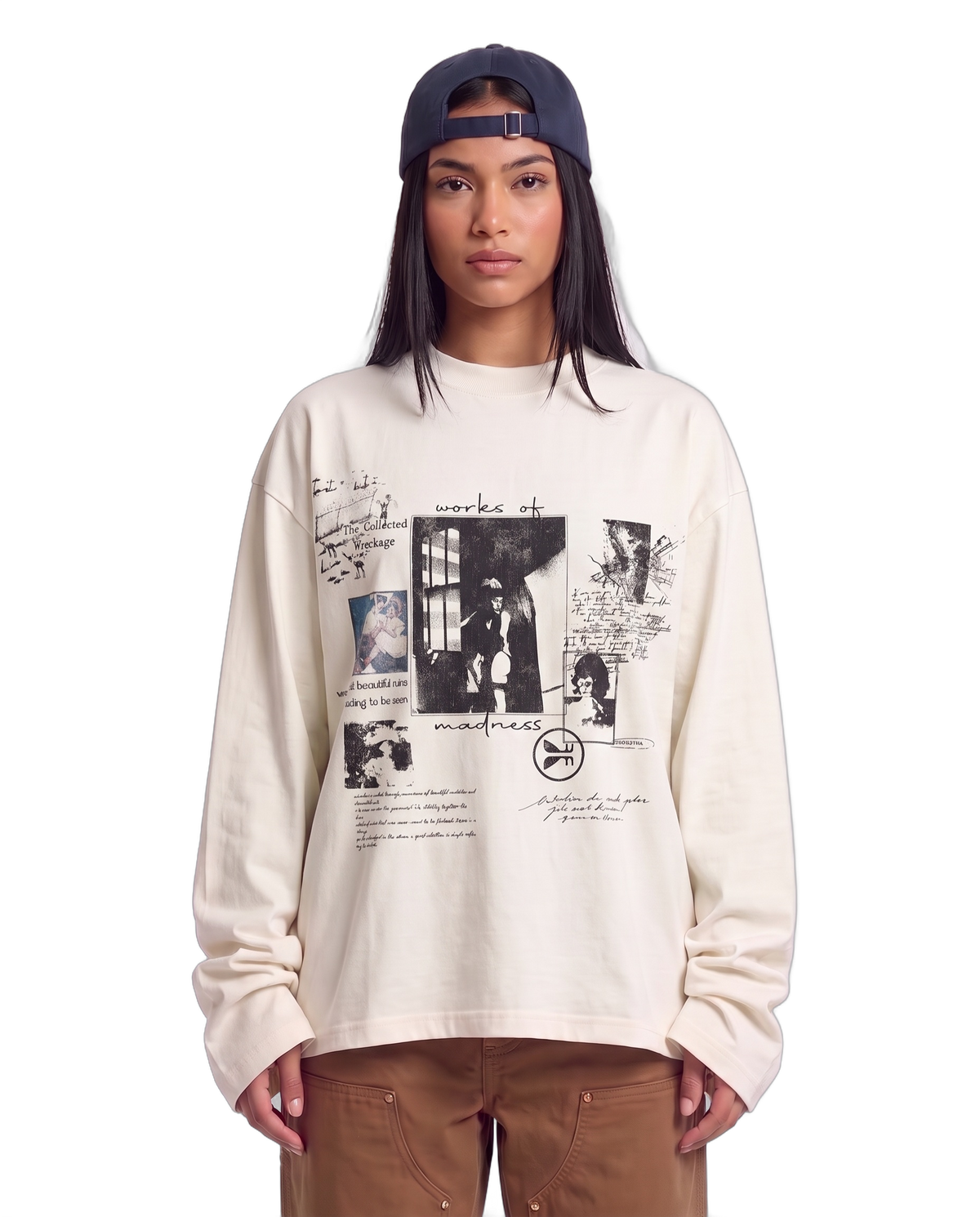 Ruin Baggy L/S Tee on body - Off White