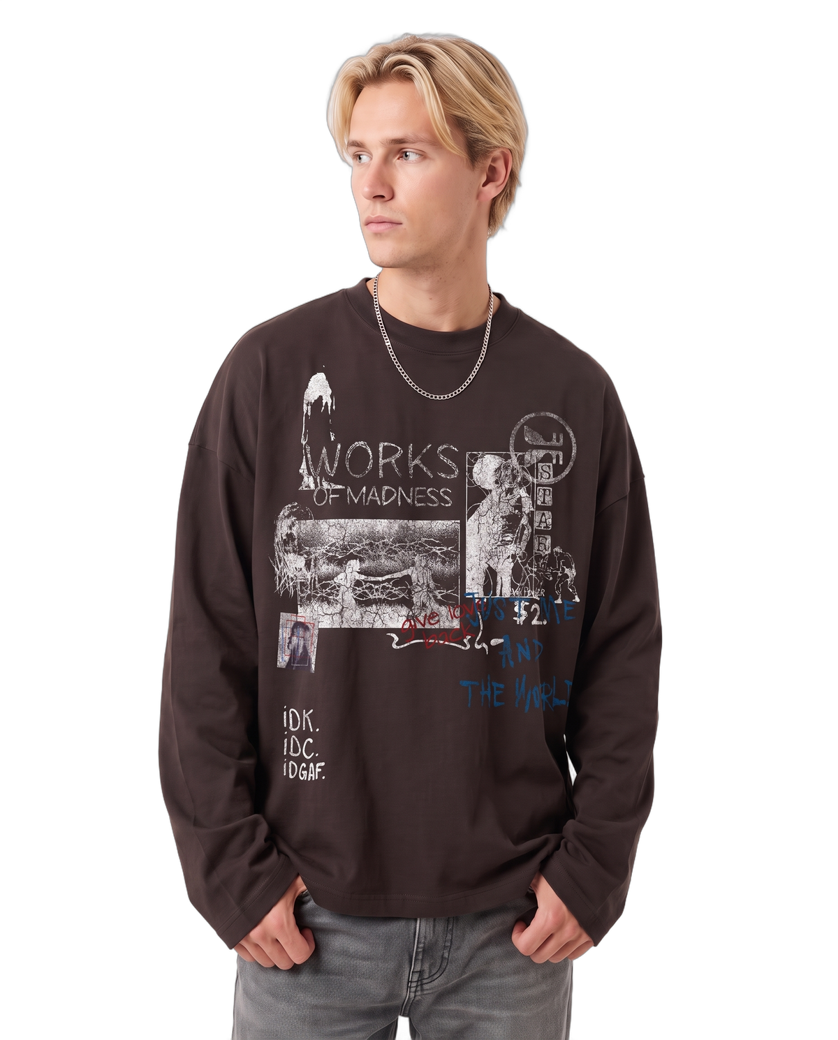 Saint & Sinners Baggy L/S Tee on body - Off Black