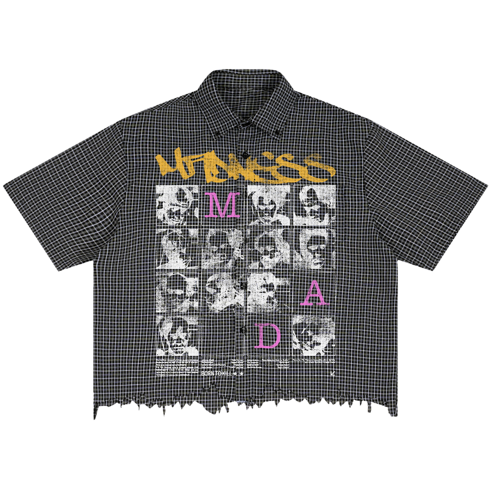 Split Persona Distress Button Up