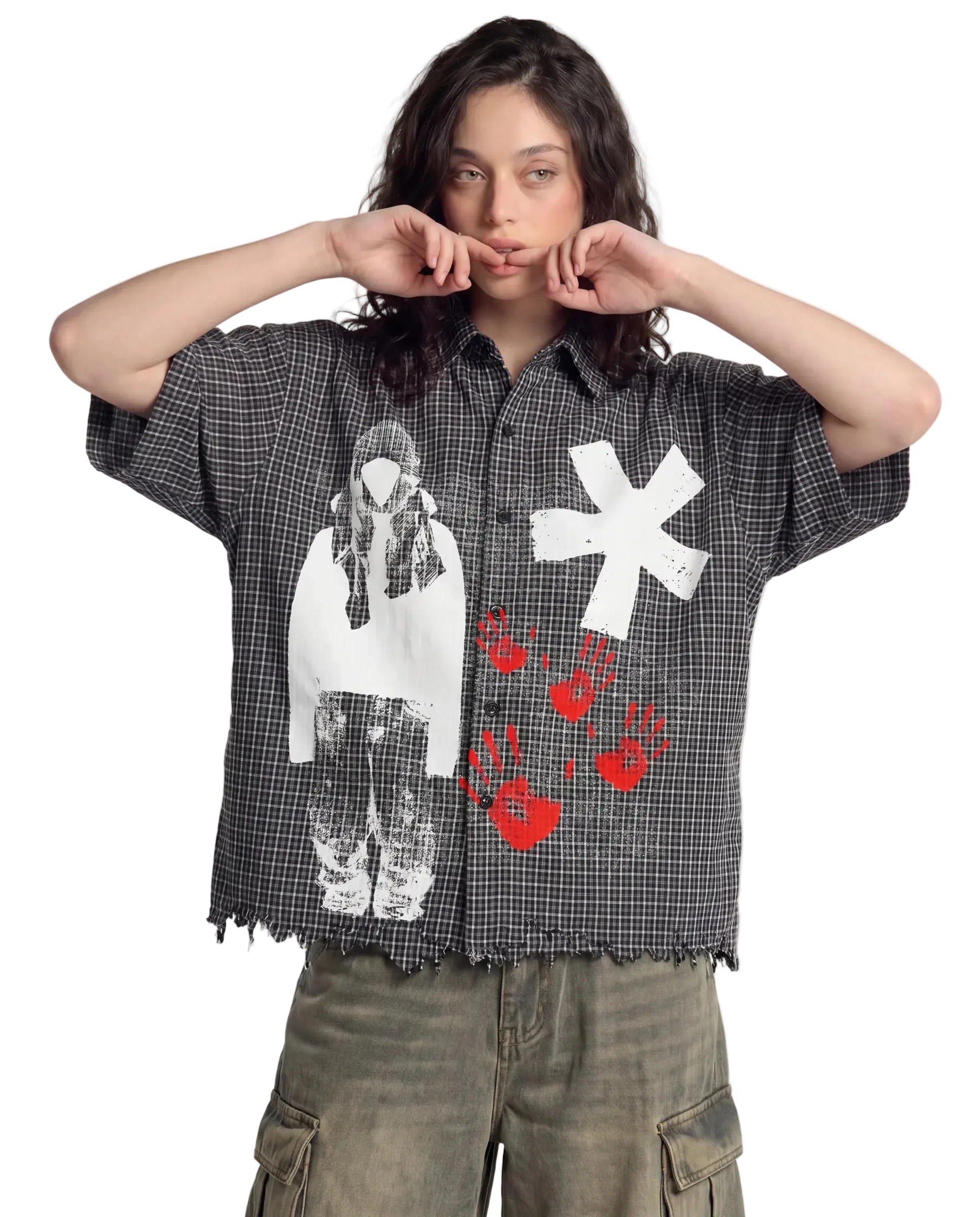 War Distress Button Up