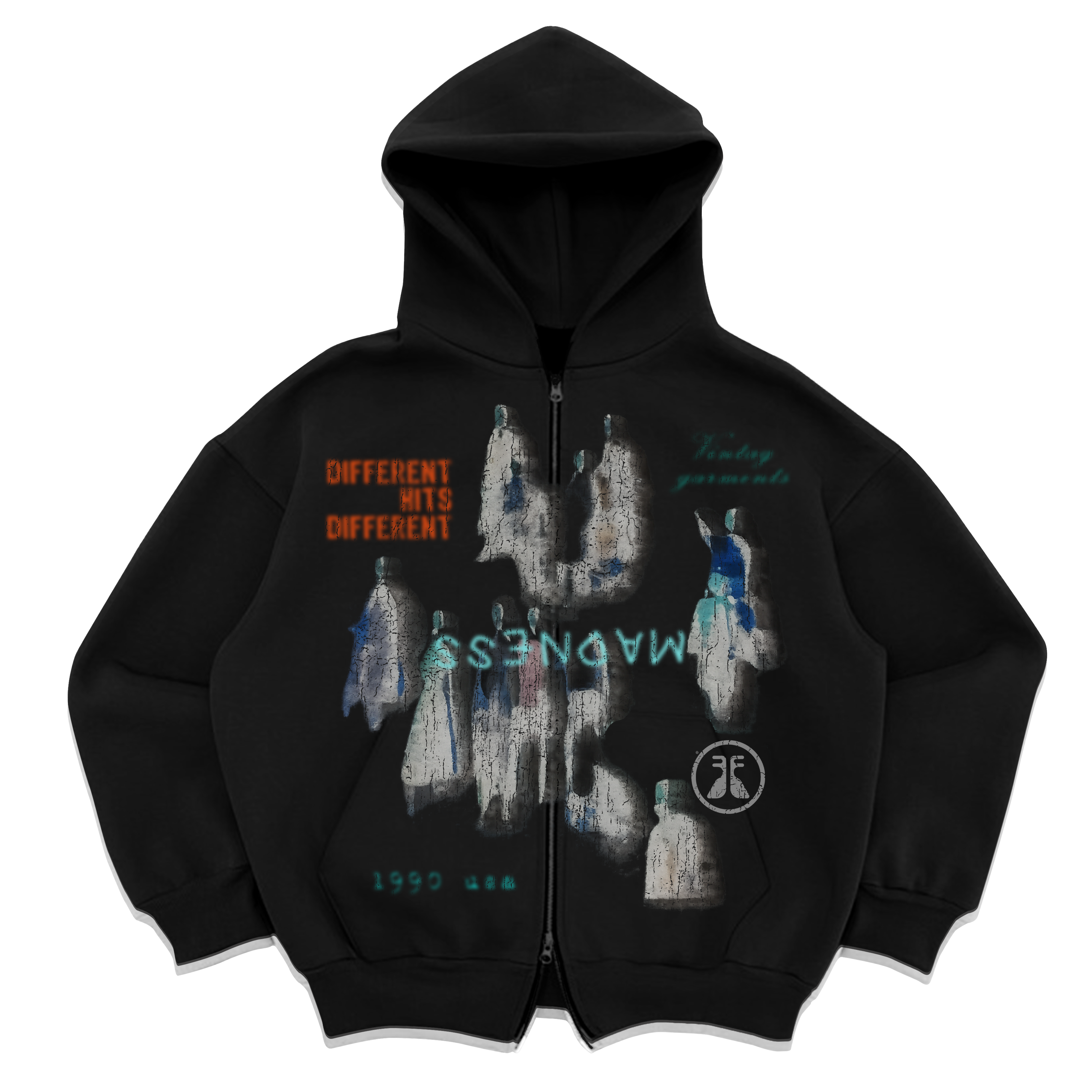 Water Damage Zip Up - Vintage Black
