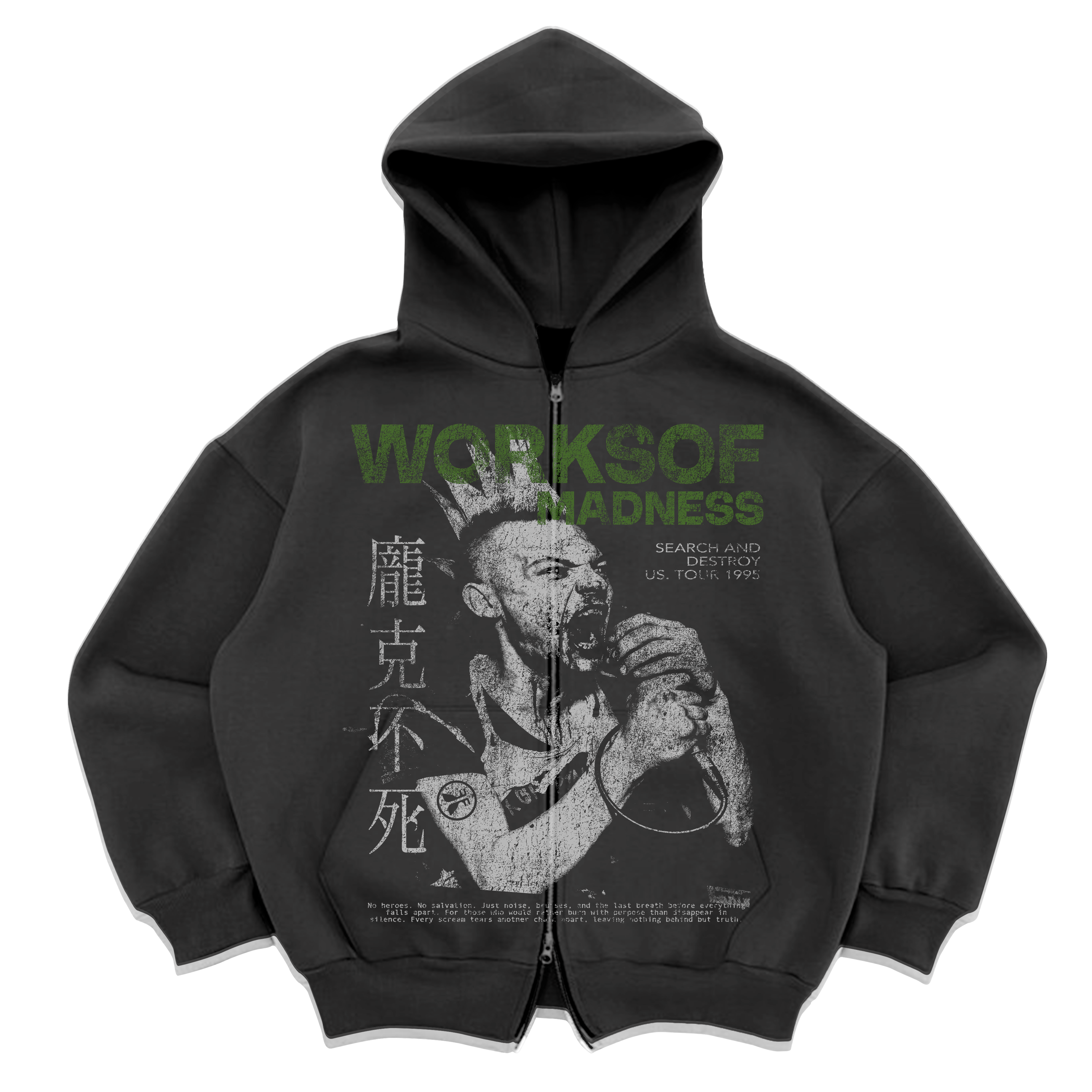 No Heroes Zip Up Grey