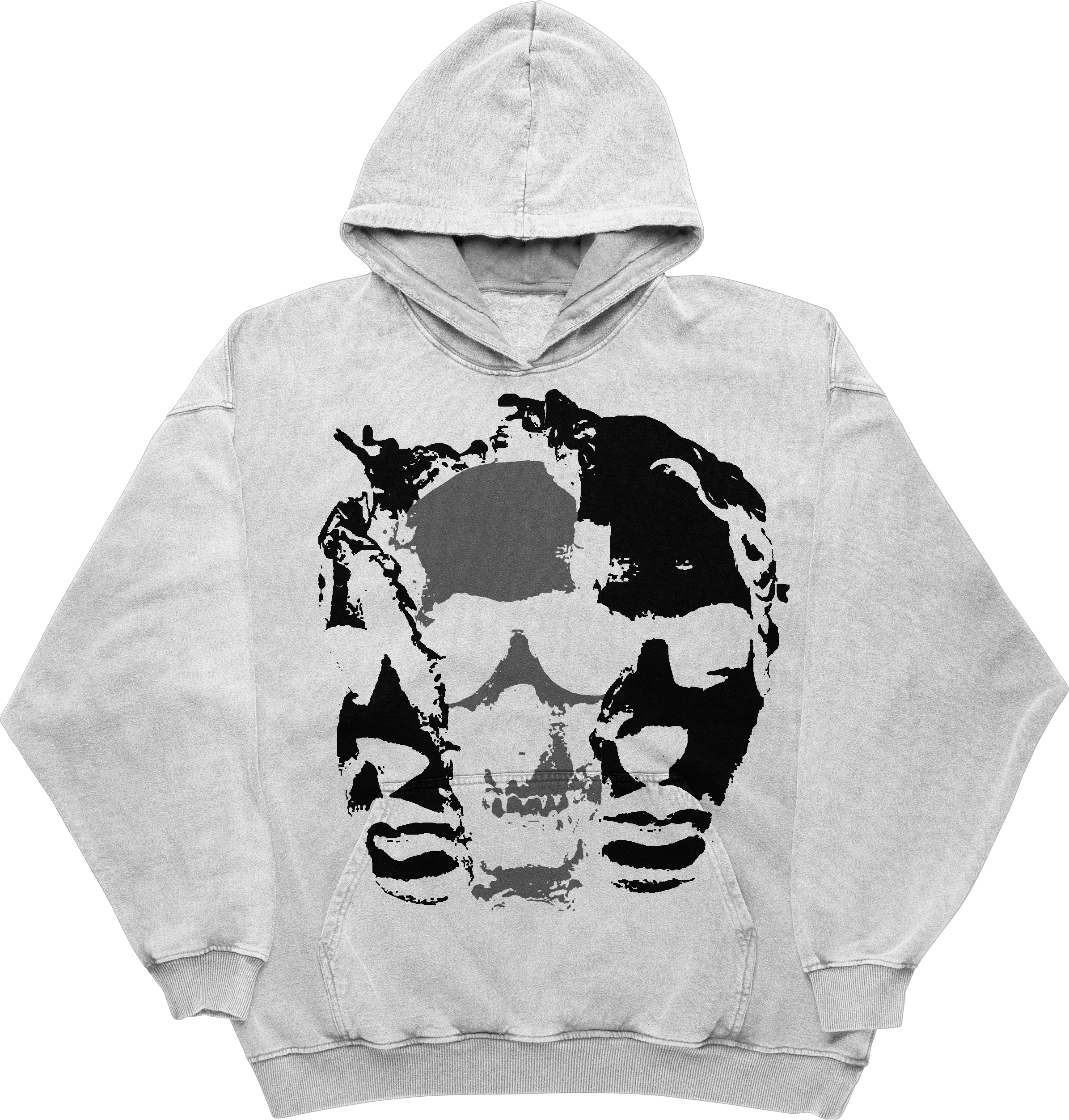 Custom Art Ominous Skull Hoodie Medium / White